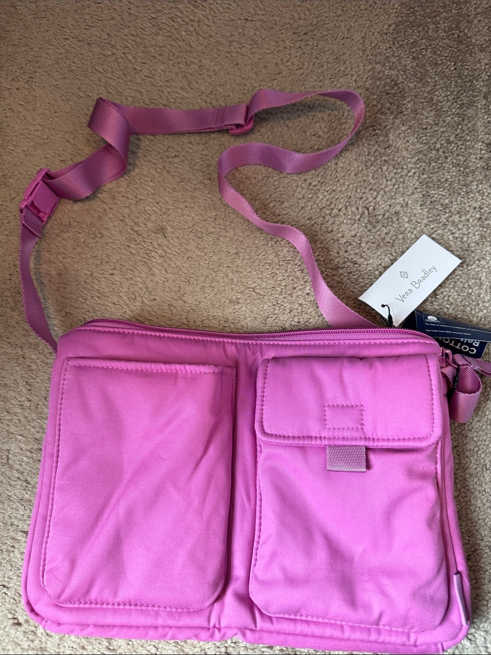Vera Bradley Bright Pink Crossbody Pouch with Front Pockets